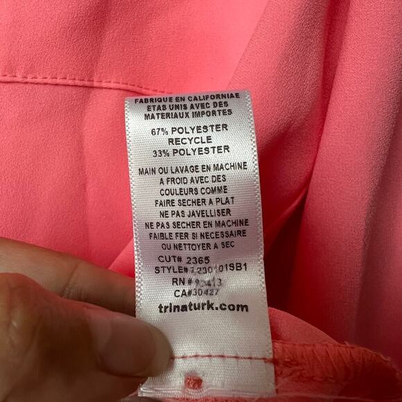 Trina Turk Awesome Button Front Blouse in Pink Size M - Picture 5 of 6
